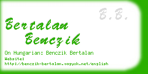 bertalan benczik business card